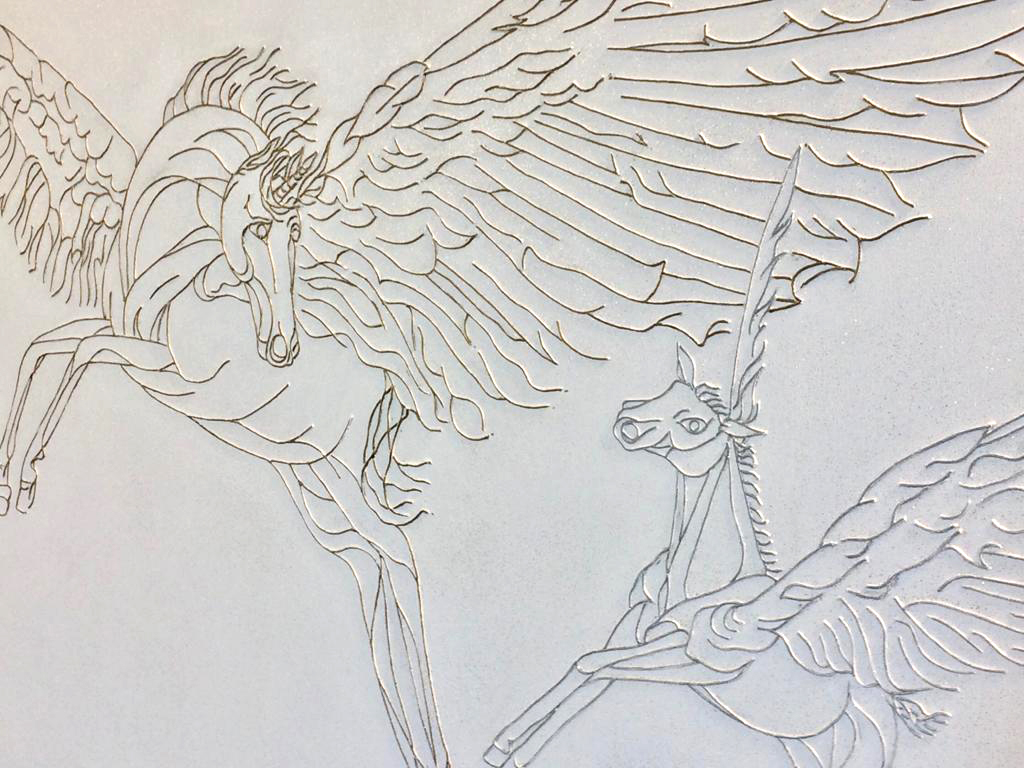 Pegaso e unicorno Particolare